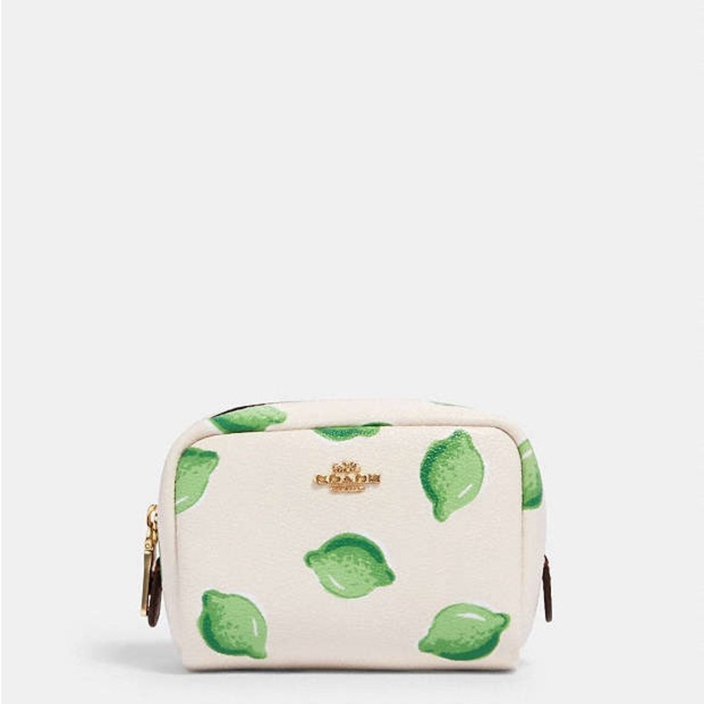 Coach Mini Boxy Cosmetic Case With Lime Print